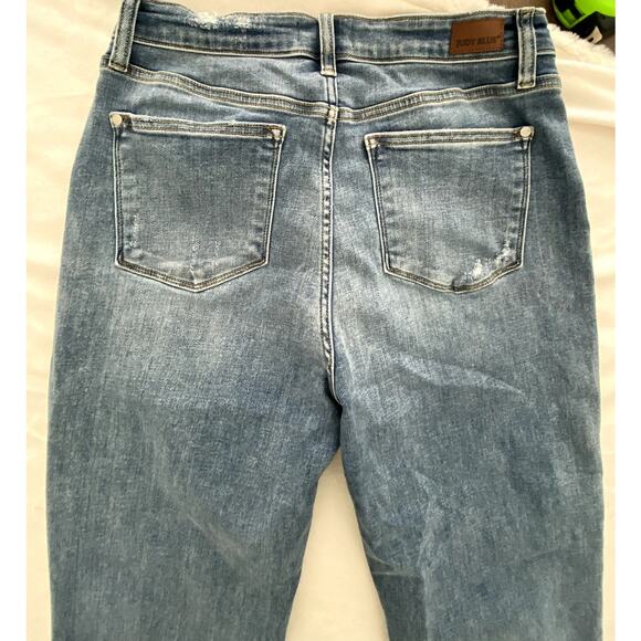 Judy Blue Wide Leg High RIse Distressed Raw Hem Denim Size 13 - Picture 5 of 7